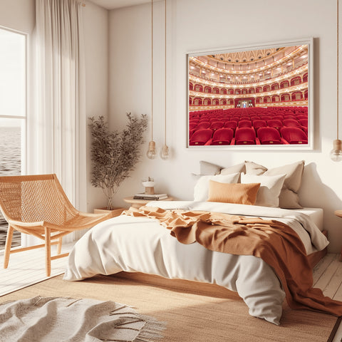 Teatro Petruzzelli in Bari, Italy. Photograph in bedroom for sale of Opera house in in Bari Italy.