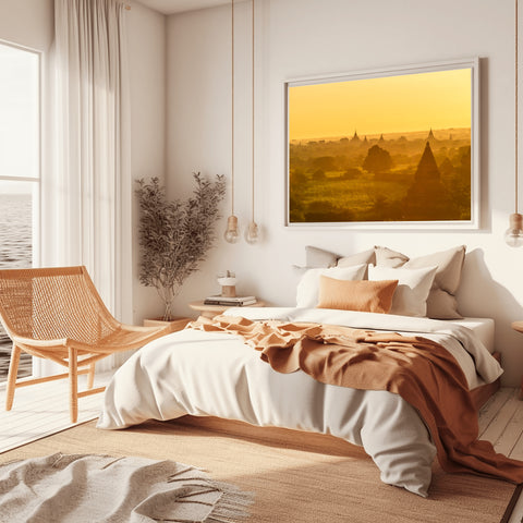 Sunrise temples Bagan, Myanmar. Framed acrylic photo and unframed photo for sale and free shipping in the USA.