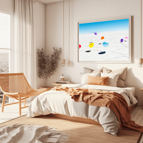 Uyuni Balloons on Salt Flats of Bolivia.  Framed acrylic photo and unframed photo for sale and free shipping in the USA.