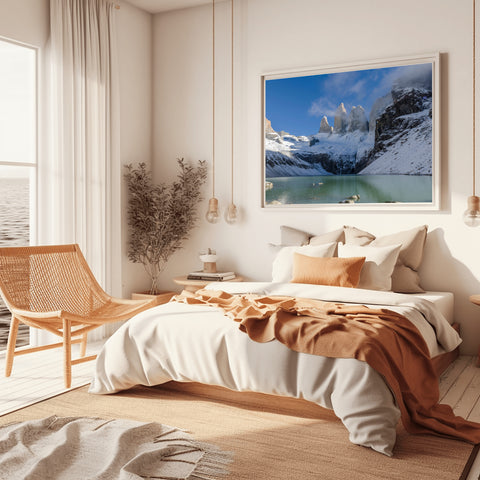 Torres Del Paine, Chile, Mountains.  Framed acrylic photo and unframed photo for sale and free shipping in the USA.
