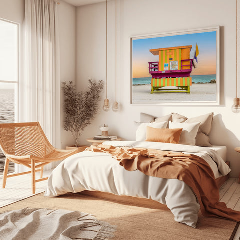30th St Miami Beach Lifeguard Tower. Framed acrylic photo and unframed photo for sale and free shipping in the US.