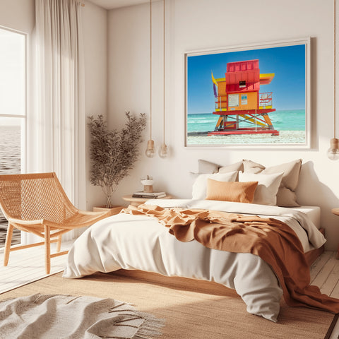 24th St Miami Beach Lifeguard Tower. Framed acrylic photo and unframed photo for sale and free shipping in the US.