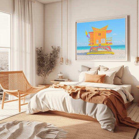 3rd St Miami Beach Lifeguard Tower. Framed acrylic photo and unframed photo for sale with free shipping in the US.