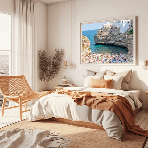 Polignano a Mare, Puglia, Italy. Framed acrylic photo and unframed photograph for sale with free shipping in the USA.