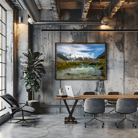 Hooker Valley, New Zealand. Framed acrylic photo and unframed photo for sale with free shipping in the US