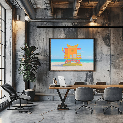 3rd St Miami Beach Lifeguard Tower. Framed acrylic photo and unframed photo for sale and free shipping in the USA.