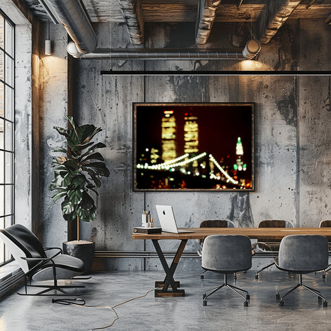 Twin Towers Blur of Downtown New York, 1990's.Framed acrylic photo, unframed photo for sale and free shipping in USA