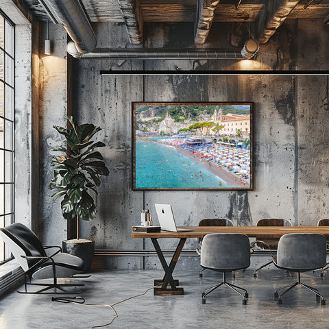 Amalfi Coast Beachfront, Italy. Photo framed in acrylic, unframed photo, free shipping in the US