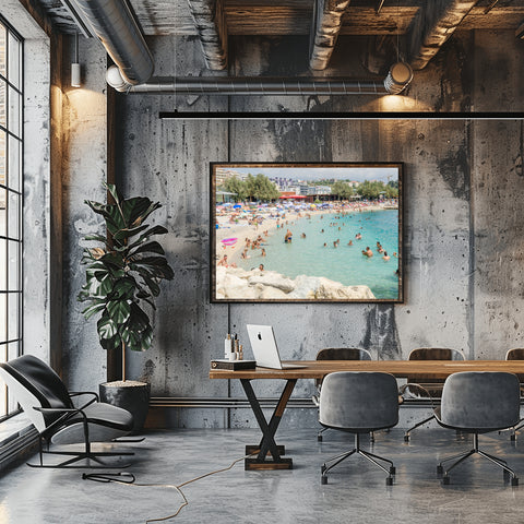 Bacvice Beach in Split, Croatia. Photograph framed in acrylic, unframed photo with free shipping in the US