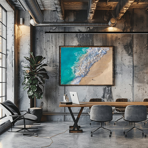 Waves crashing on Penida Beach, Bali Indonesia. Framed acrylic photo, unframed photo for sale, free shipping in the US