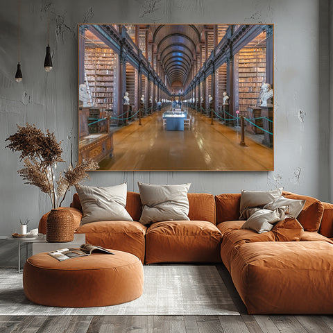 Book of Kells Library in Dublin, Ireland. For sale, framed or unframed photo on multiple paper types with free delivery