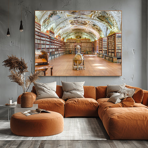 Strahov Library in Prague the Czech Republic. Beautiufl framed in acrylic or unframed photo of library, free shipping in the USA