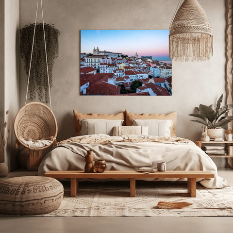Pink Sunset Lisbon, Portugal. Photo framed in acrylic and unframed photo with free shipping in the US.