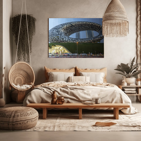 Time Slice the Museum of the Future in Dubai, UAE. Framed acrylic photograph, unframed photo for sale, free shipping  USA