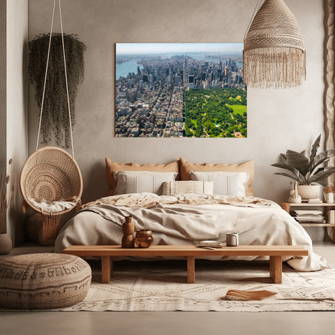 Central Park by Helicopter, New York City. Framed acrylic photo, unframed photo for sale and free shipping in the US