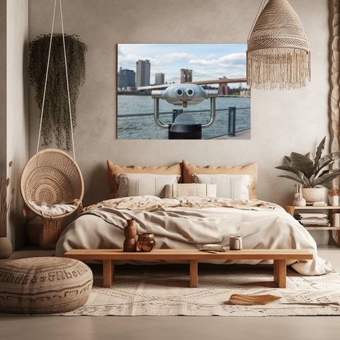 Sightseeing Binoculars of Brooklyn, New York. Framed acrylic photo or unframed photo for sale, free shipping in US