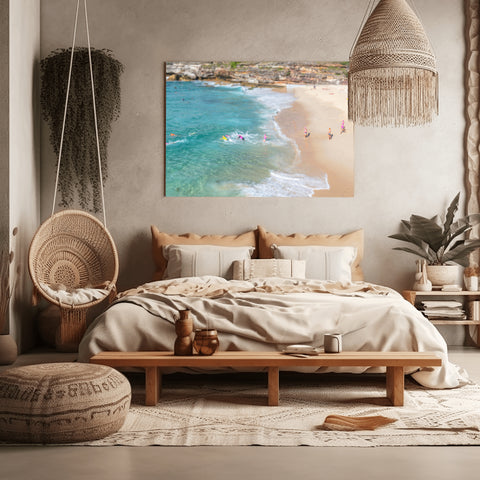 Tilt Shift Bondi Swimmers, Sydney, Australia. Framed acrylic photograph, unframed photo for sale, free shipping in the US