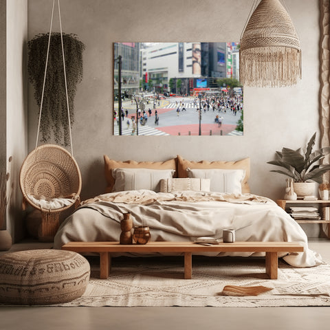 Tilt Shift Tokyo Street. Tilt Shift Super Paradise Beach, Mykonos, Greece. Framed acrylic photo, unframed photo for sale, free shipping in US.