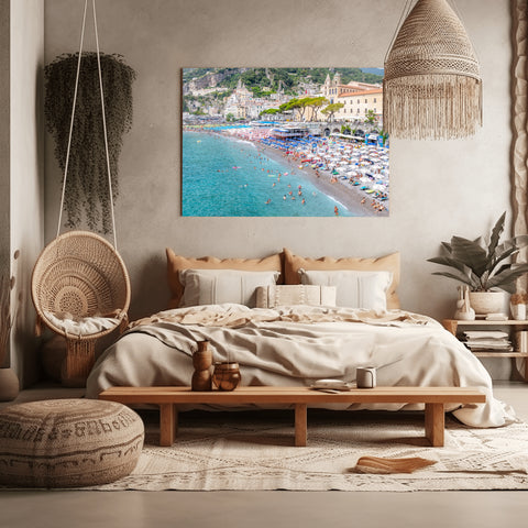 Amalfi Coast Beachfront, Italy. Photograph framed in acrylic, unframed photo, free shipping in the USA.