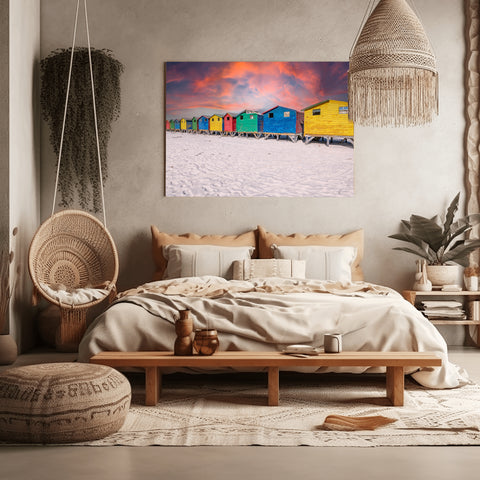 Beach Huts in Muizenberg, South Africa. Photograph framed in acrylic, unframed  with free shipping in the US.