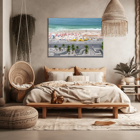 Copacabana Beach in Rio de Janeiro, Brazil. Framed acrylic photograph, unframed photo for sale, free shipping in the US.