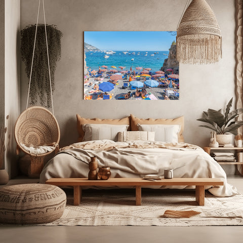 Positano Hidden Beach, Italy. Framed acrylic photo or unframed photograph for sale and free shipping in the US.
