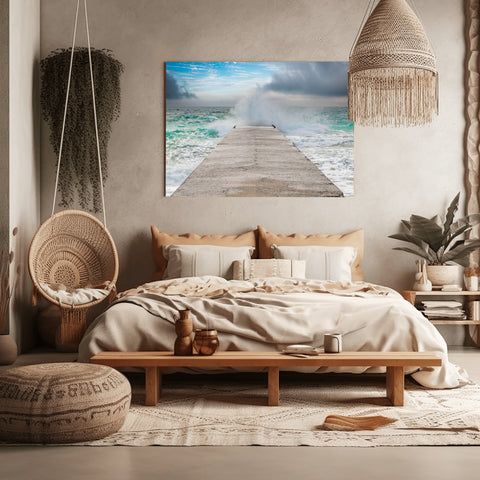 Waves Crashing in Cannes, France. Framed acrylic photo, unframed photograph for sale and free shipping in the US