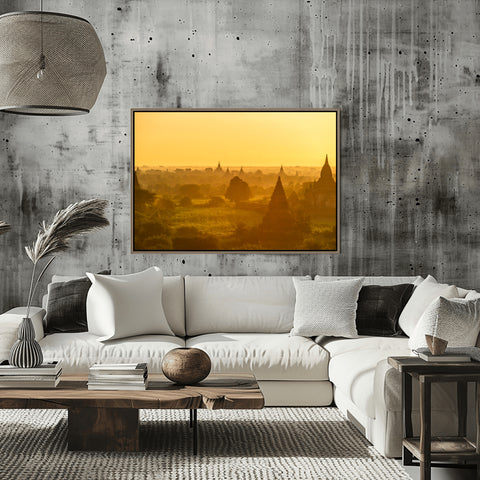 Sunrise temples Bagan, Myanmar. Framed acrylic photo and unframed photo for sale, free shipping in the USA
