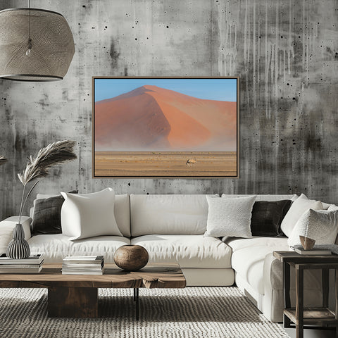 An Oryx on Sand Dunes, Namibia Africa. Framed acrylic photo and unframed photo for sale with free shipping in the USA