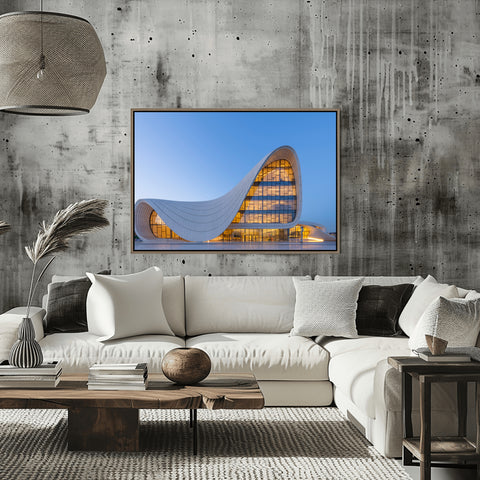 Heydar Aliyev Center, Baku, Azerbaijan. Photo framed in acrylic and unframed photo and free shipping in the USA.