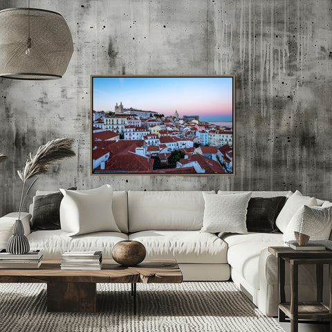 Pink Sunset Lisbon, Portugal. Photo framed in acrylic and unframed photo and free shipping in the USA.