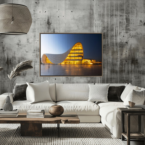 Time Slice Heydar Aliyev Center, Baku, Azerbaijan. Framed acrylic photograph, unframed photo for sale, free shipping in USA