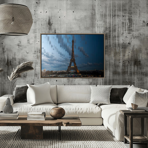 Time Slice Eiffel Tower, Paris, France.  Framed acrylic photograph, unframed photo for sale and free shipping in US.
