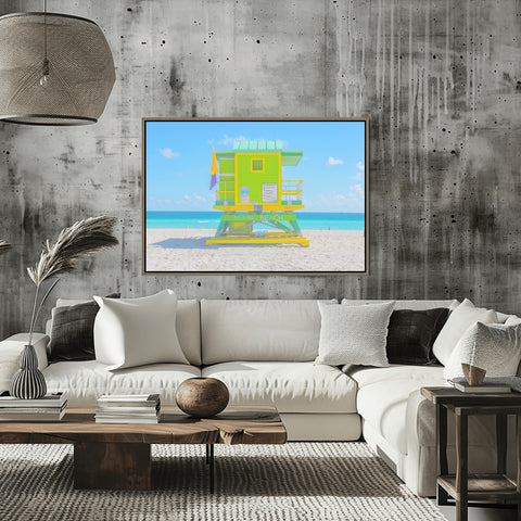6th St Miami Beach Lifeguard Tower. Framed acrylic photo and unframed photo for sale with free shipping in the US