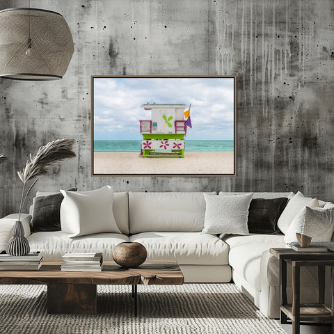 Lincoln Road Miami Beach Lifeguard Tower. Framed acrylic photo and unframed photo for sale, free shipping in the US.