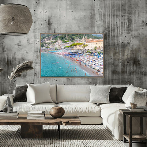 Amalfi Coast Beachfront, Italy. Photo framed in acrylic, unframed photo, free shipping in the USA.
