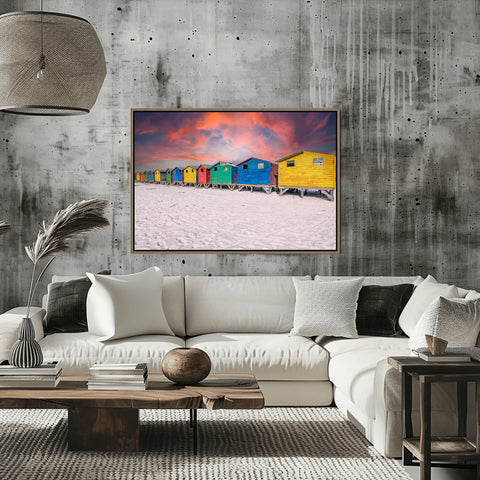 Beach Huts in Muizenberg, South Africa. Photograph framed in acrylic, unframed photo, free shipping in the US.