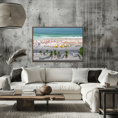 Copacabana Beach in Rio de Janeiro, Brazil. Framed acrylic photograph, unframed photo for sale with free shipping in the US.