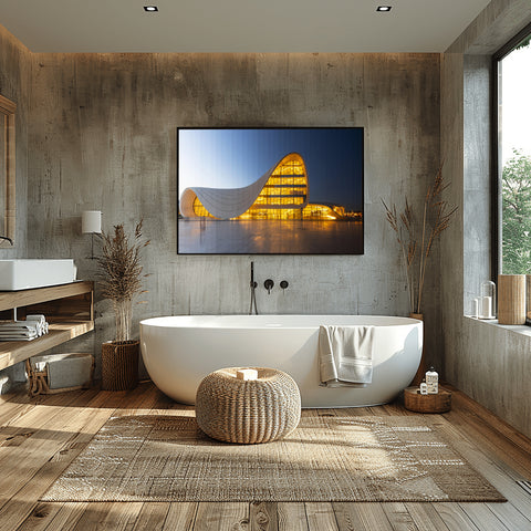 Time Slice Heydar Aliyev Center, Baku, Azerbaijan. Framed acrylic photograph, unframed photo for sale, free shipping in US