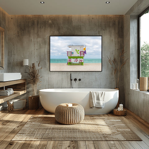 Lincoln Road Miami Beach Lifeguard Tower. Framed acrylic photo and unframed photo for sale, free shipping in US.