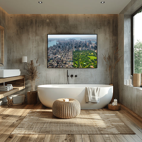 Central Park by Helicopter, New York City. Framed acrylic photo, unframed photo for sale and free shipping in the US.