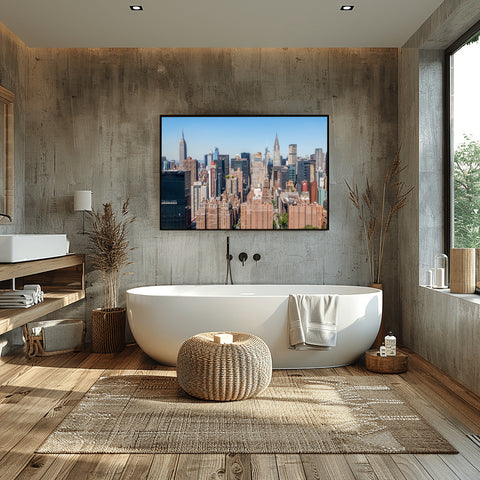 Empire State Building , Chrysler Building, New York City. Framed acrylic photo, unframed photo for sale, free shipping, US.