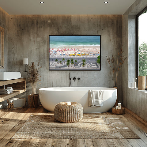 Copacabana Beach in Rio de Janeiro, Brazil. Framed acrylic photograph, unframed photo for sale with free shipping in the USA.