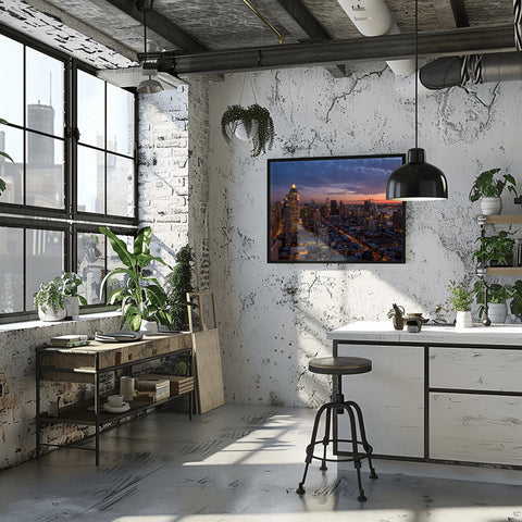 Sunset over the West Side of Manhattan, New York. Framed acrylic photo, unframed photo for sale and free shipping in USA