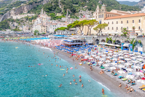 Amalfi Coast Beachfront, Italy. Photo framed in acrylic, unframed photo with free shipping in the USA.