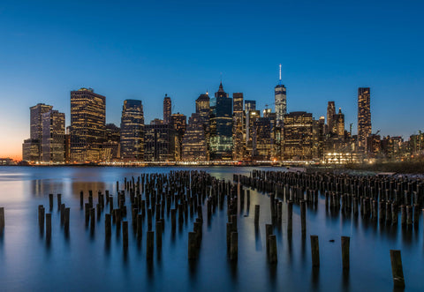 Brooklyn Bridge Park of Manhattan, NY at Dusk