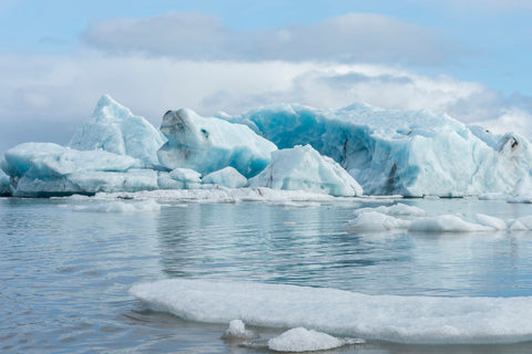 Blue Ice on the Glacier Lagoon in Iceland 