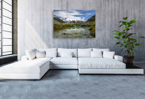 Hooker Valley, New Zealand. Framed acrylic photo and unframed photo for sale and free shipping in the USA