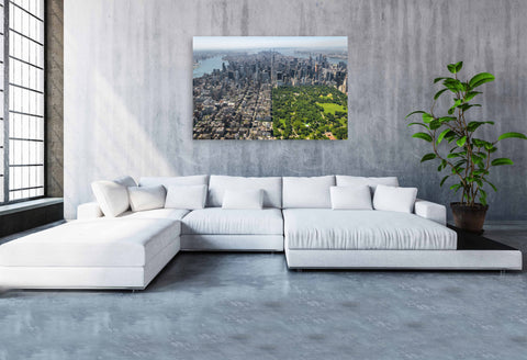 Central Park by Helicopter, New York City. Framed acrylic photo, unframed photo for sale with free shipping in the USA