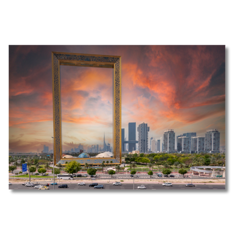 Dubai Skyline through the DubaiFrame